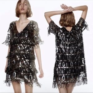Zara sequin dry with fringe